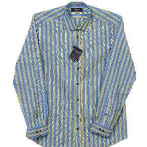 Rientero Light Blue And Lemon Stripe Cotton Shirt