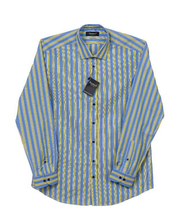 Rientero Light Blue And Lemon Stripe Cotton Shirt